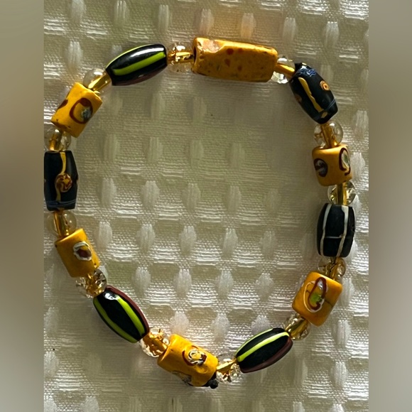 Authentic African trade beads have plastic spacers in here for modern appeal - Picture 1 of 3